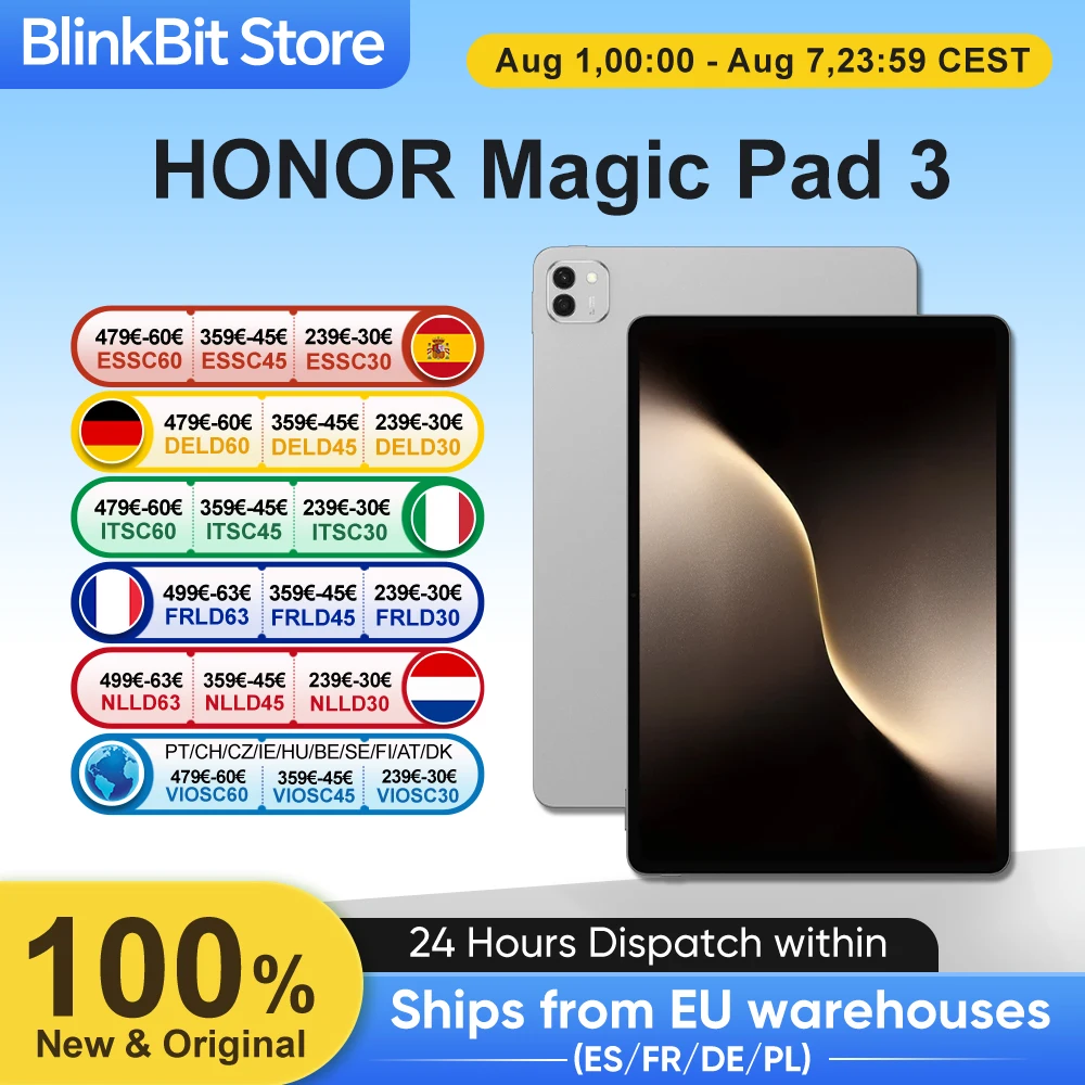HONOR Magic Pad 3 Tablet Globale Version 13,3'' 3K LCD 165Hz Display Pad Snapdragon 8s Gen 3 12450mAh Akku Android 15