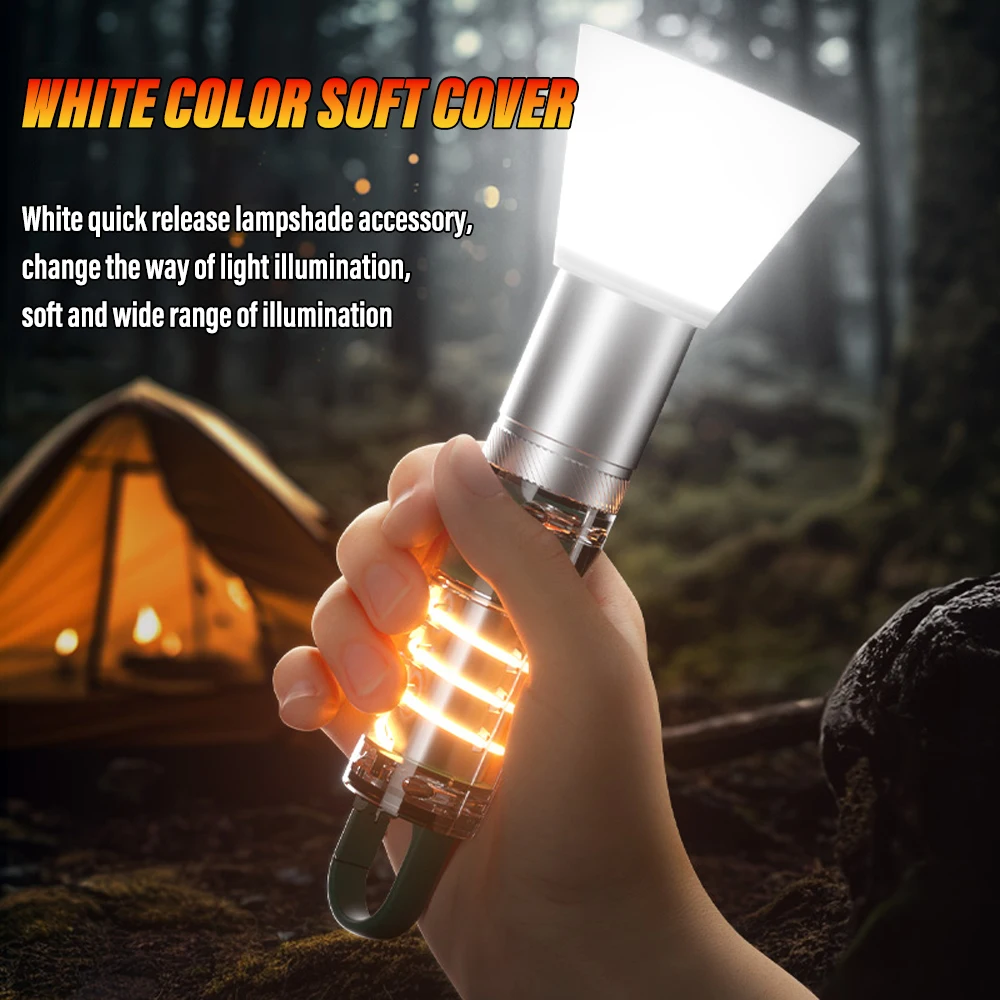 Super Bright LED Flashlight Rechargeable Torch Portable Work Light Outdoor Camping Light with Warm Side Lights and Portable Hook