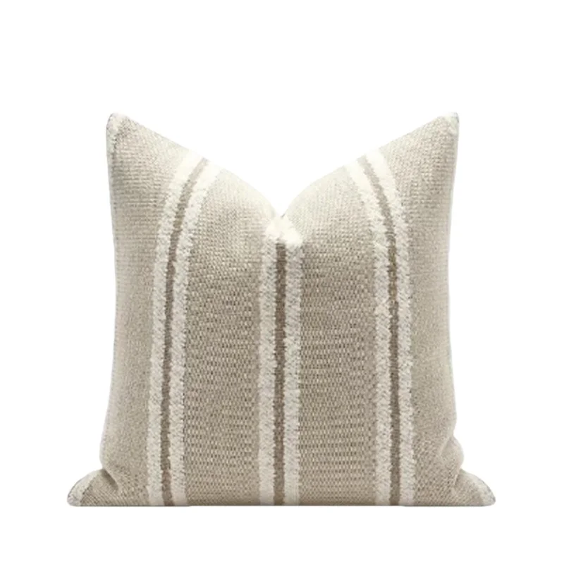 

Ivory Brown Stripe Pillows Retro Geometric Cushion Case Luxury Simple Nature Decorative Pillow Cover For Sofa Chair Home Decor