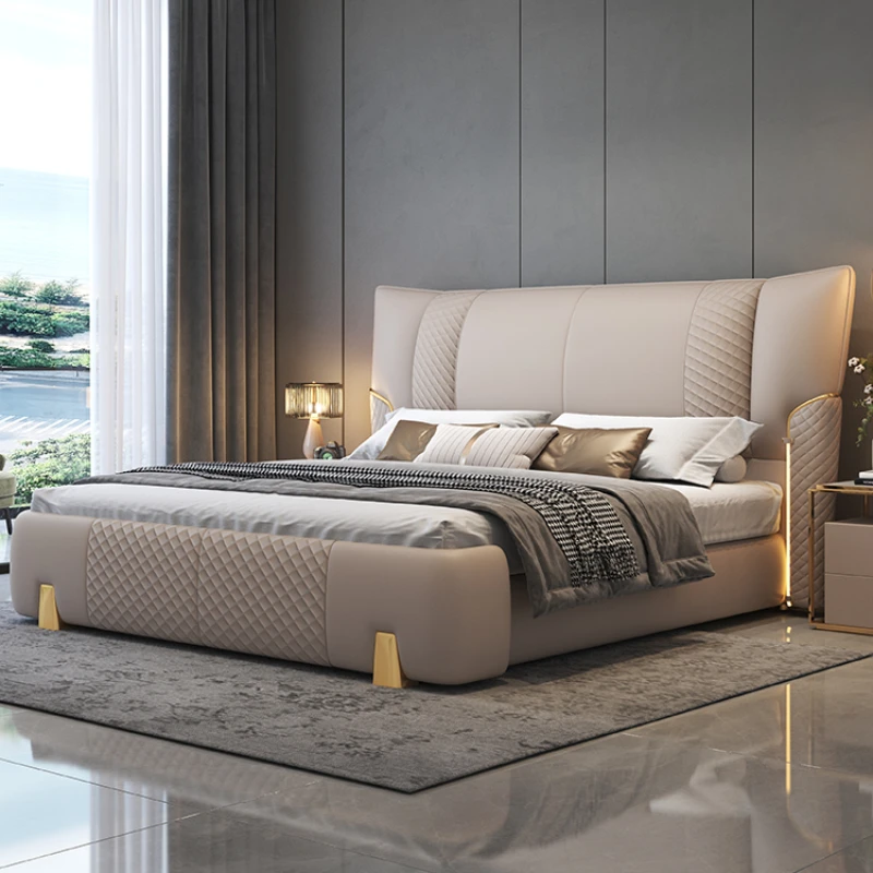 Queen Frame Double Bed Simple King Size Wooden Twin Living Room Double Bed Hotel Modern Letto Matrimoniale Bedroom Furniture