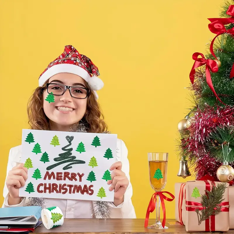 شجرة عيد الميلاد تسميات الفينيل لاصق ملصقات عيد الميلاد لفة ملصق ذاتي اللصق ذاتية اللصق ملصقات تغليف الهدايا للهدايا