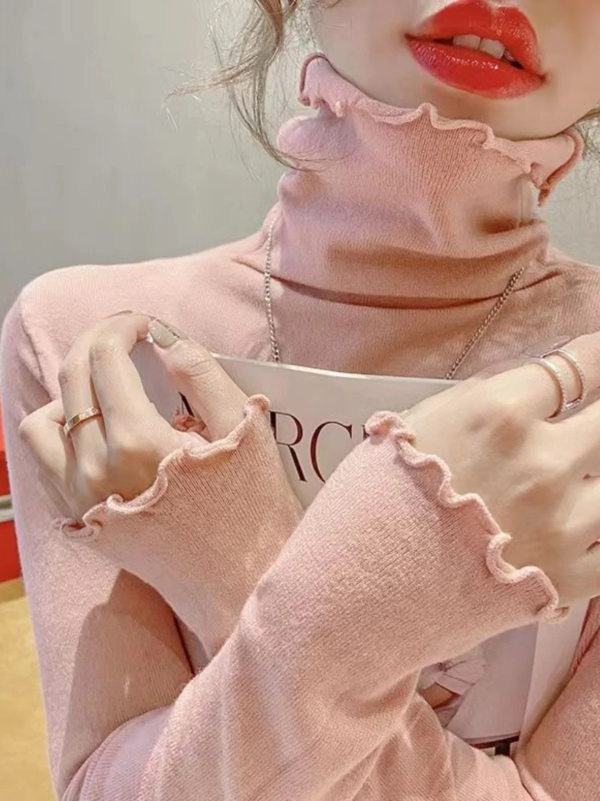 sli-knitted-high-collar-sweater-women's-base-layer-irt-autumn-winter-new-arrival-slimming-design-korean-sle-ne-pin