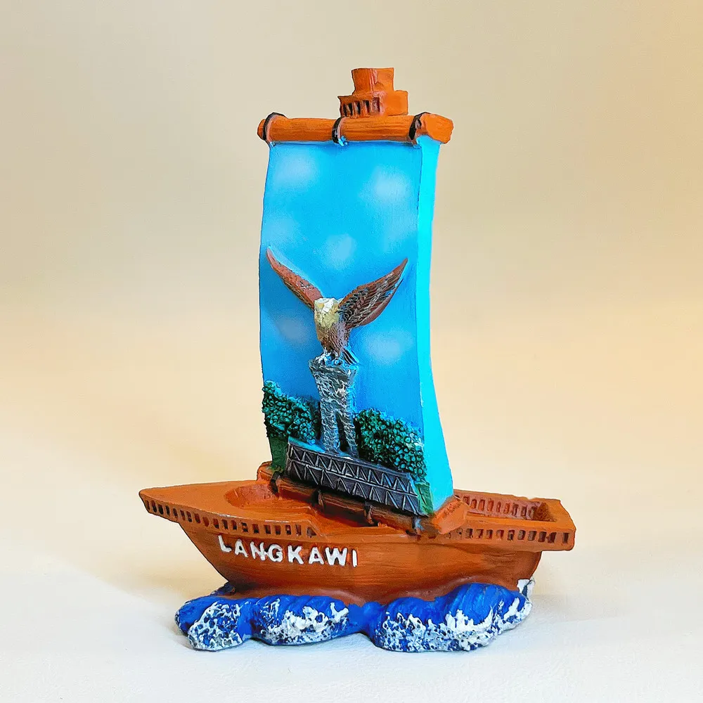 Malaysia Langkawi Sailboat Eagle Resin Figurine Tourist Souvenir Desktop Ornament Home Decor Craft