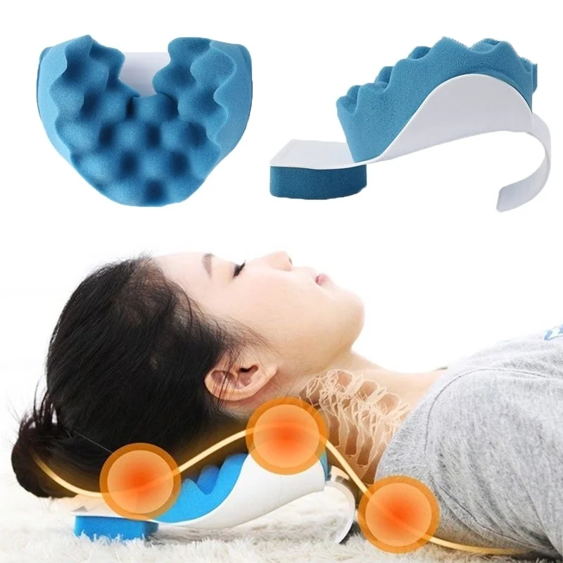 Head Neck Blue Massage Pillow For Relaxer Shoulder Muscle Portable Travel Cervical Spine Theraputic Support Soft Sponge Pillows