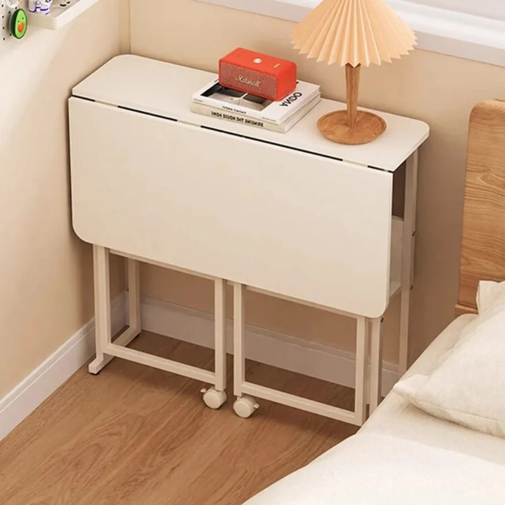 Folding Computer Desks Simple Minimalist Computer Desk Multifunctional Bedside Tables With Wheel Foldable Desk With Bookshelf