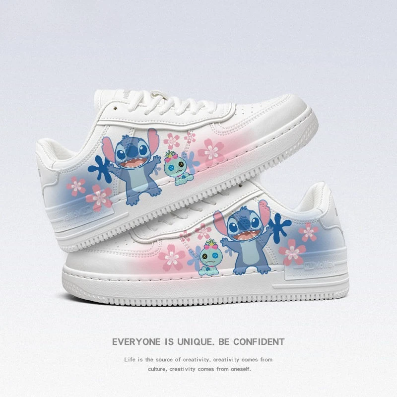 

Cartoon Stitch Shoes for Adult Girls White Sneakers Student Casual Flat Shoes Low State Walking Shoes Women Sneakers