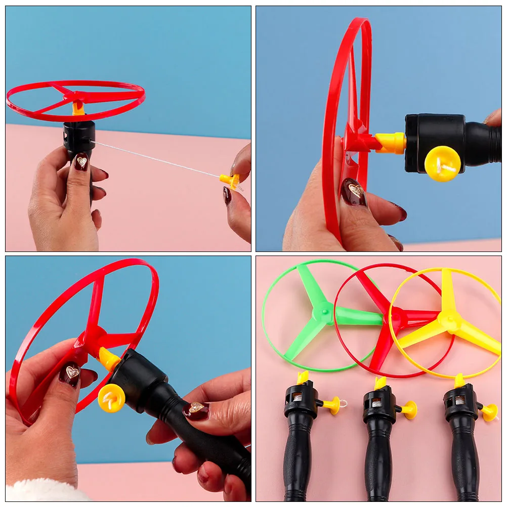 

10 Pcs Pull String Flying Saucer Toys Lightweight Kids Outdoor Fun Soft Discs Plastic Child Saucer Gifts