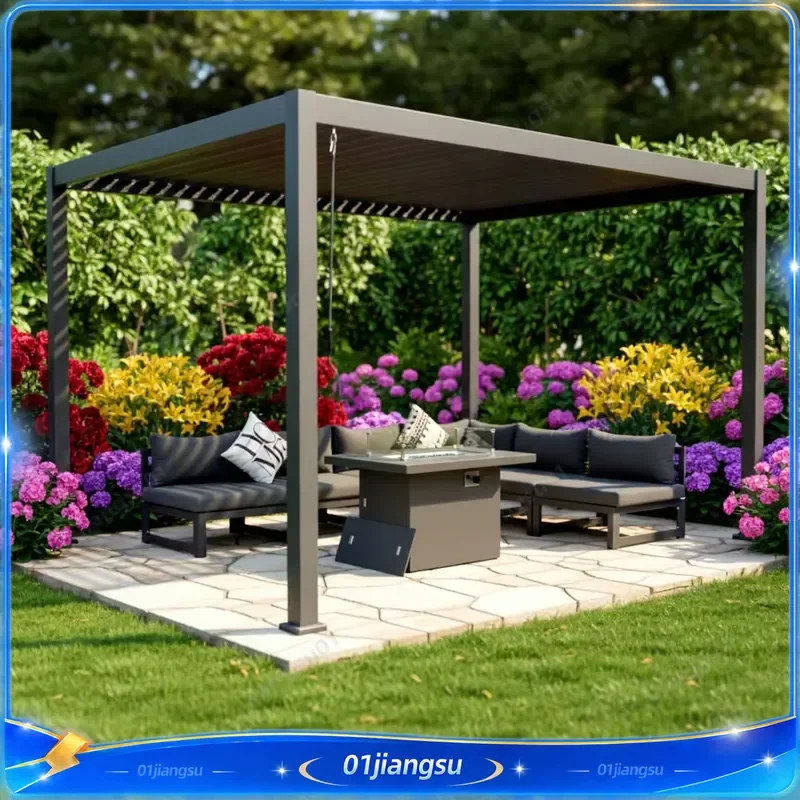 Heavy Duty Aluminum Canopy 3x4m 3x5m 4x5m 4x6m Retractable Pergola Gazebo Sun Shelter Steel Frame Garden Outdoor Patio Cover