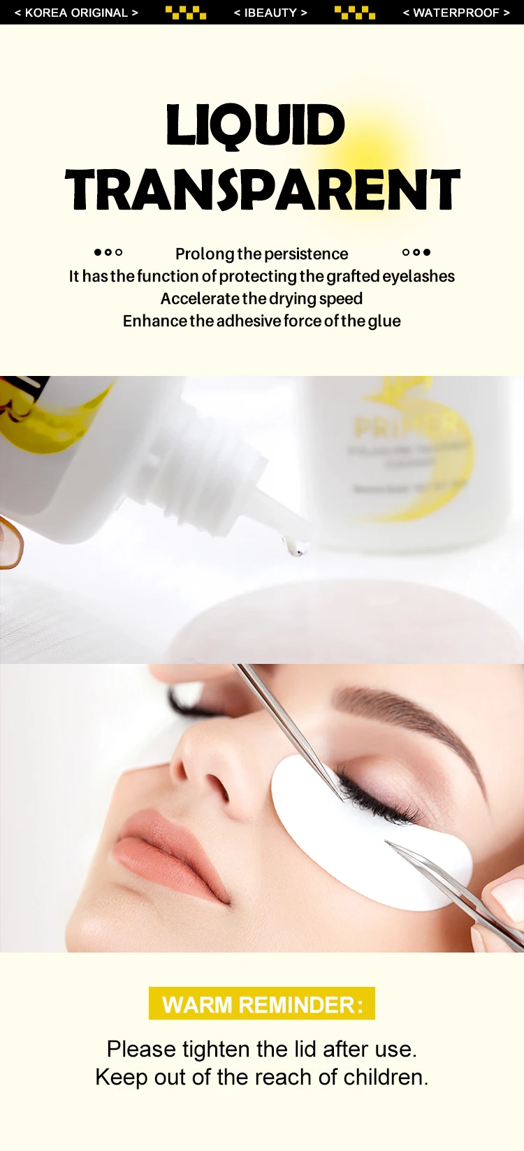 1 Flasche IBeauty Banana Primer Fake Wimpernverlängerung, schnell trocknend, langlebig, Korea Beauty Shop, stark klebendes Zubehör, Bonder – Detail 6