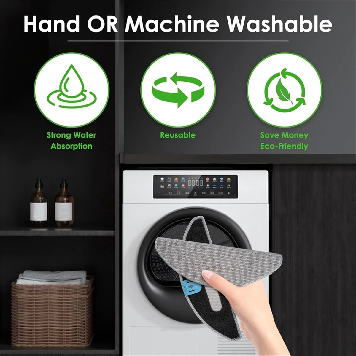 A26P 3 Mop Cloth + 6 Wicks for Irobot Roomba Combo J5 J5+ I5 I5+ J5 J5+ I5 I5+ Robot Vacuum & Mop, Replacement Accessories