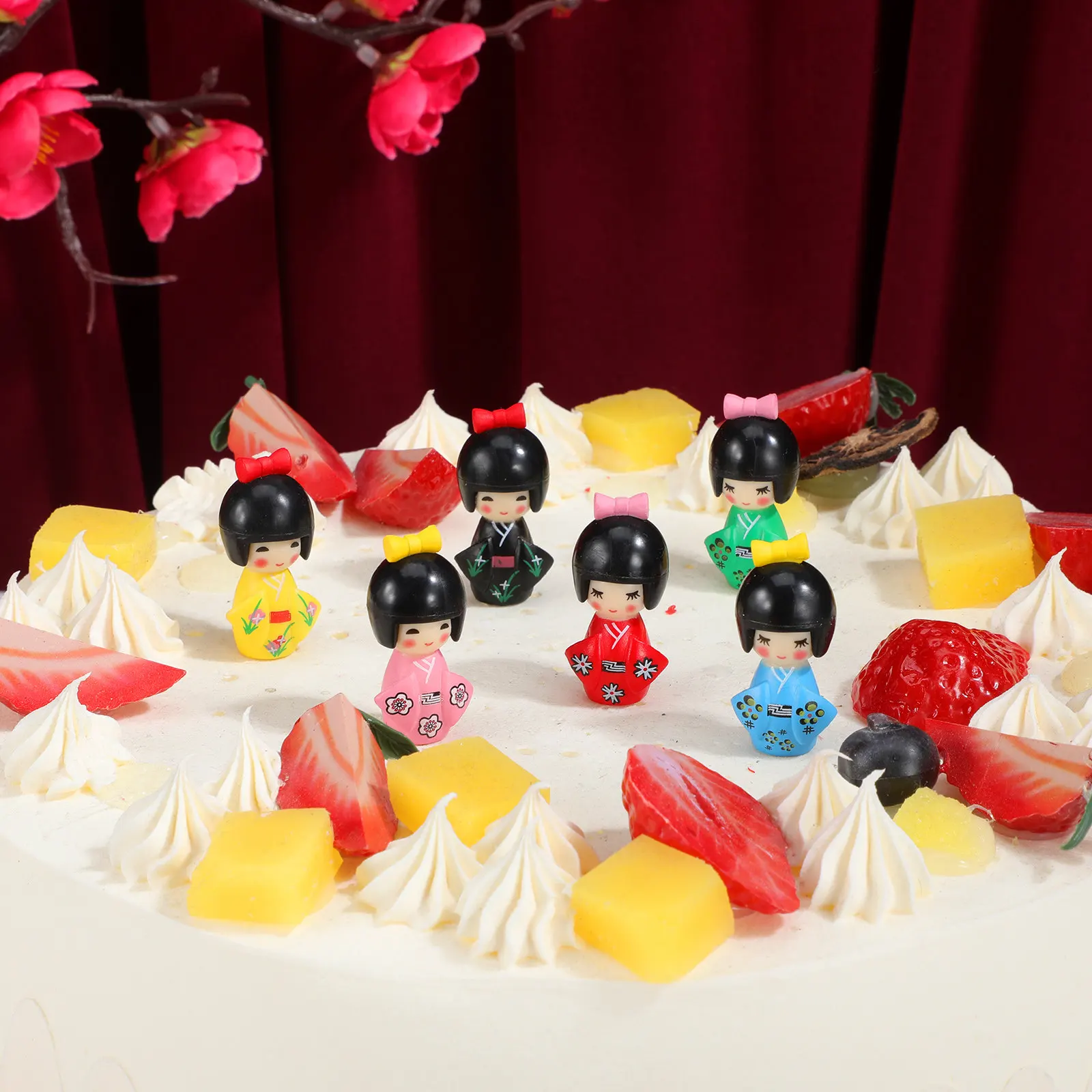 

Набор из 12 миниатюрных фигурок японских девушек в кимоно, традиционные разноцветные украшения из ПВХ для дома и рабочего стола, декоративные изделия ручной работы