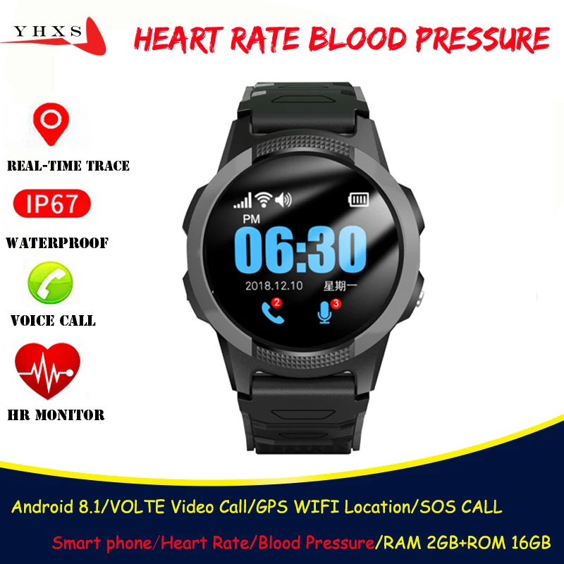 Smart 4G Elderly Aldult Man Watch Heart Rate Blood Pressure Monitor GPS WIFI Position Trace Voice Video Call Camera Smartwatch