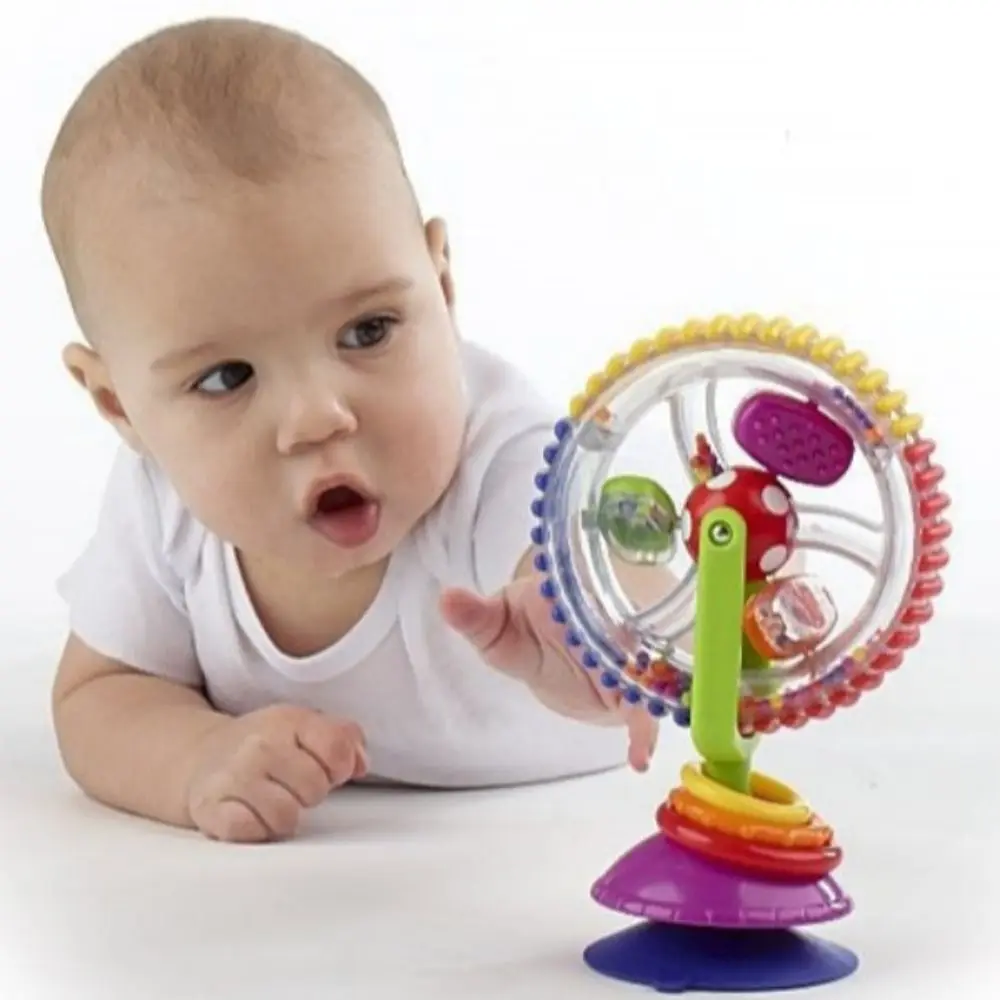 Ventosa giratoria 360, molino de viento giratorio, cuentas de Color, rueda de plástico, juguete para bebé, tamaño pequeño, aprendizaje temprano, sonajero Montessori infantil