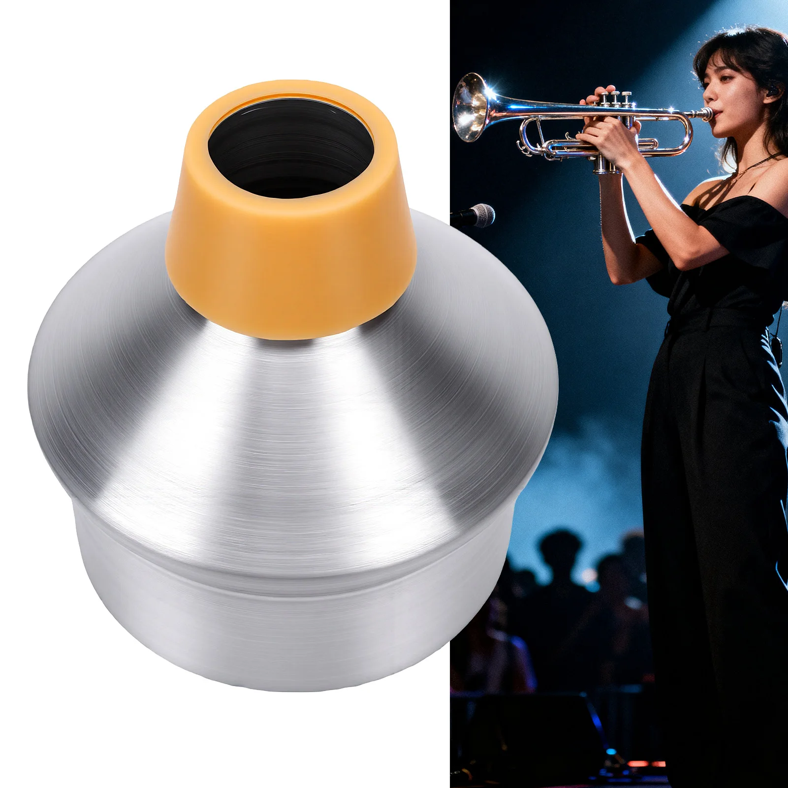 Trumpet Mute Adjustable Wah Mute Bb Trumpet Aluminum Alloy Dynamic Trumpet Mute Sealed Rubber for Standard Trumpet Accessories