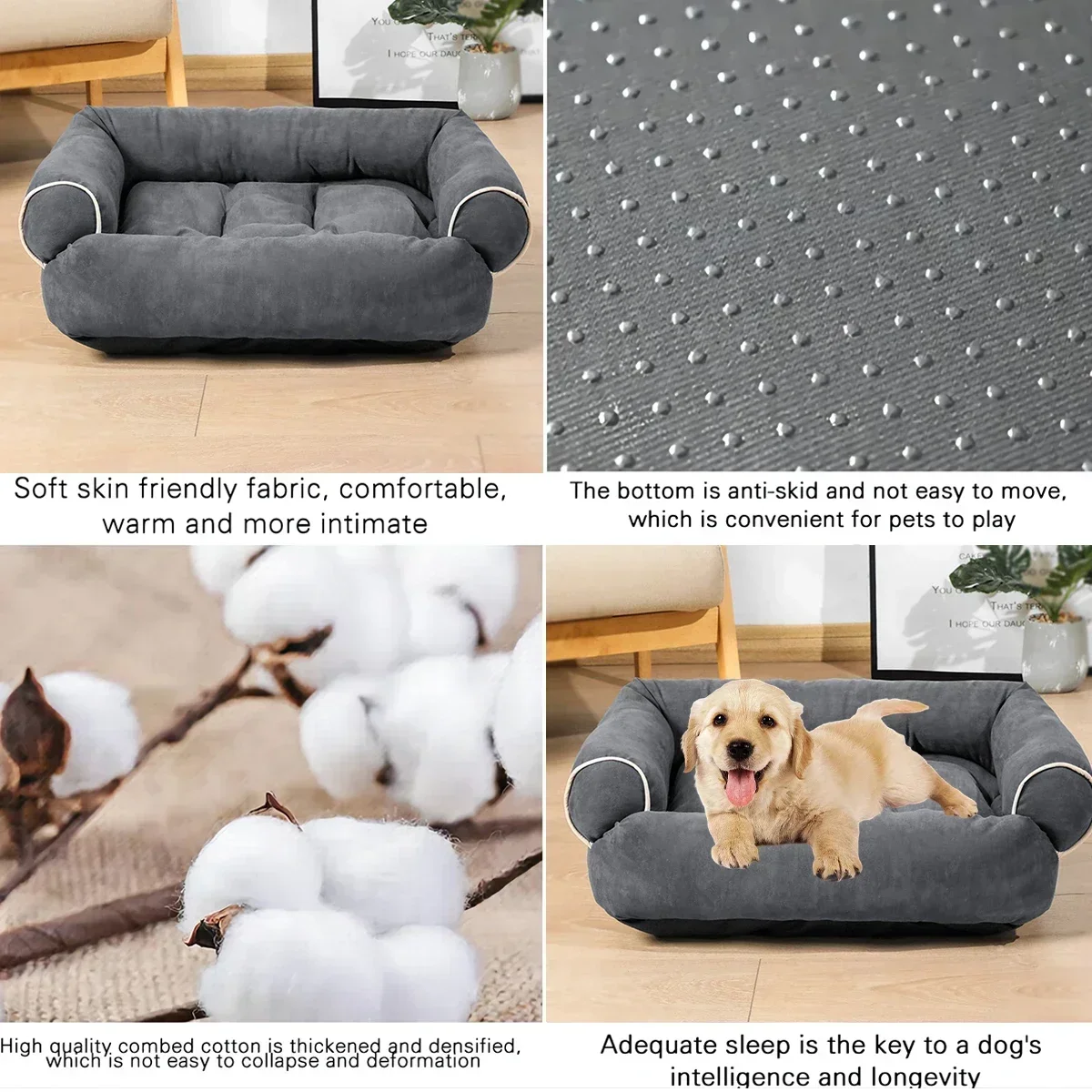 S/M/L/XL Pet Dog Bed Sofa Deep Sleep Dog House Square Thickened Warm Cat Mat Small Kennel Pet Product Breathable Blanket Winter