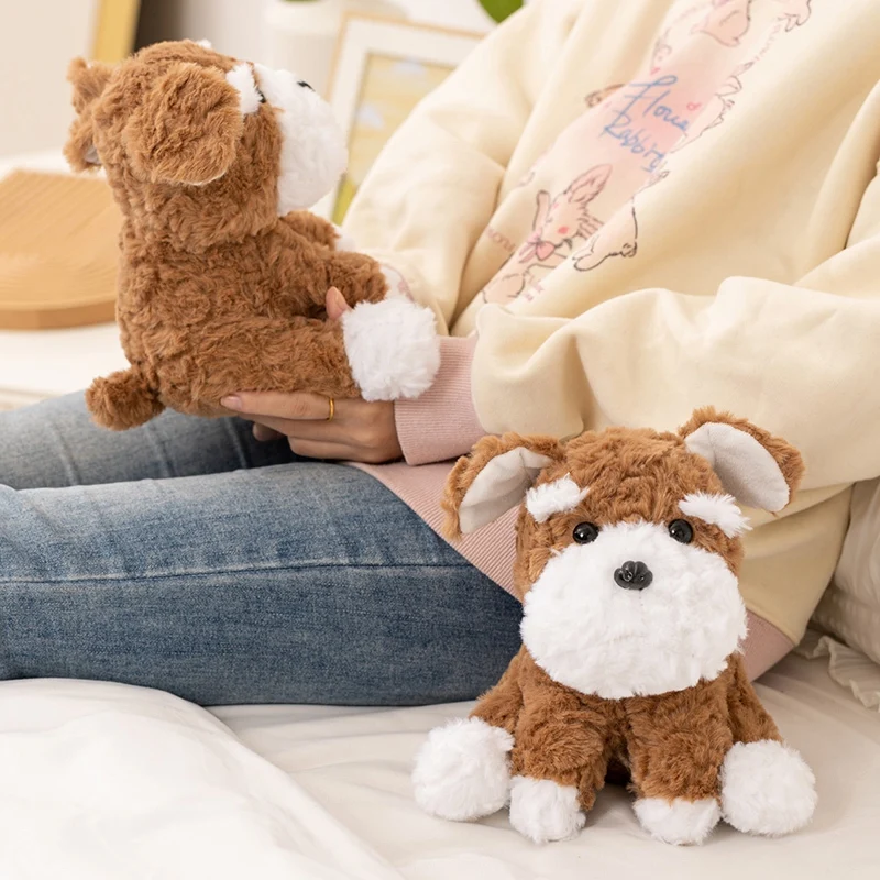 Simulation 23 cm Braun Schnauzer Hund Plüsch Spielzeug Realistische Gefüllte Flauschige Tier RealLife Haustiere Niedlichen Welpen Wohnkultur Baby Geschenke