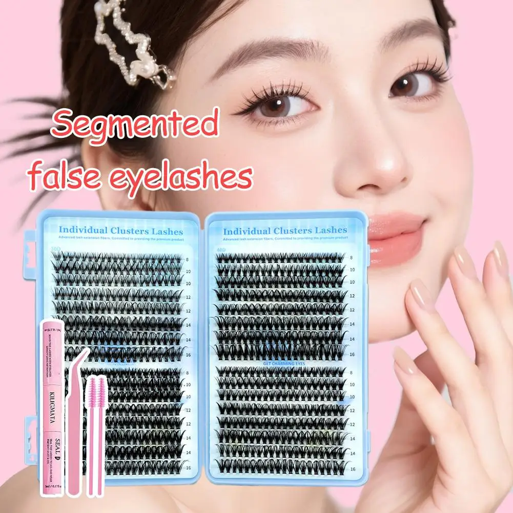 Wimperverlengingsset 30D 40D 50D Individuele wimpers Pincet Pluizige kit Gemengde wimpers Piekerige lengte met lijmclusters L7F9