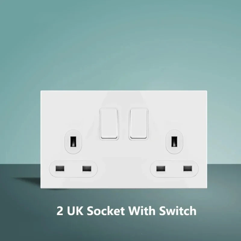 White Toggle Switch Stainless Steel Wall Power Socket Type-C Charging Port Double EU French UK Outlet Retro Light Switches