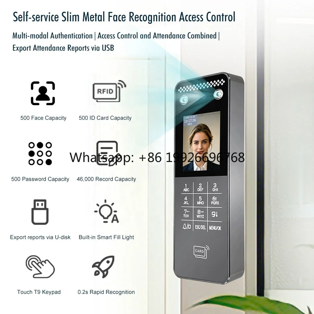 Timy Biometric Face Recognition Night Vision Waterproof Time Clock  Logo Cloud Storage Touchscreen for Employee