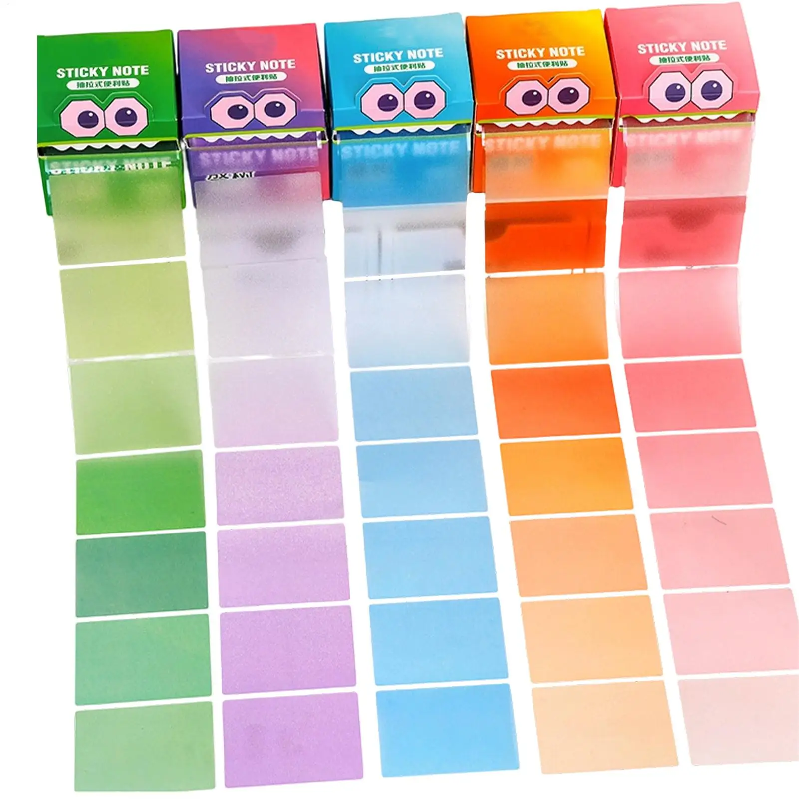 Transparent Glitter Sticky Notes 7 Colors 105 Sheets Pull-Out Gradient Office Sticky Notes for Memo Marking Home School Office