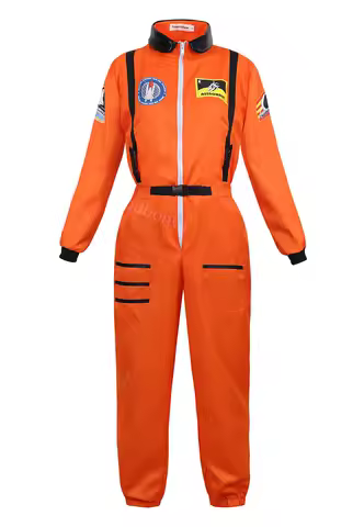 astronaut costume adult astronaut men women flight space suit jumpsuit halloween cosplay one piece overalls blue white orange