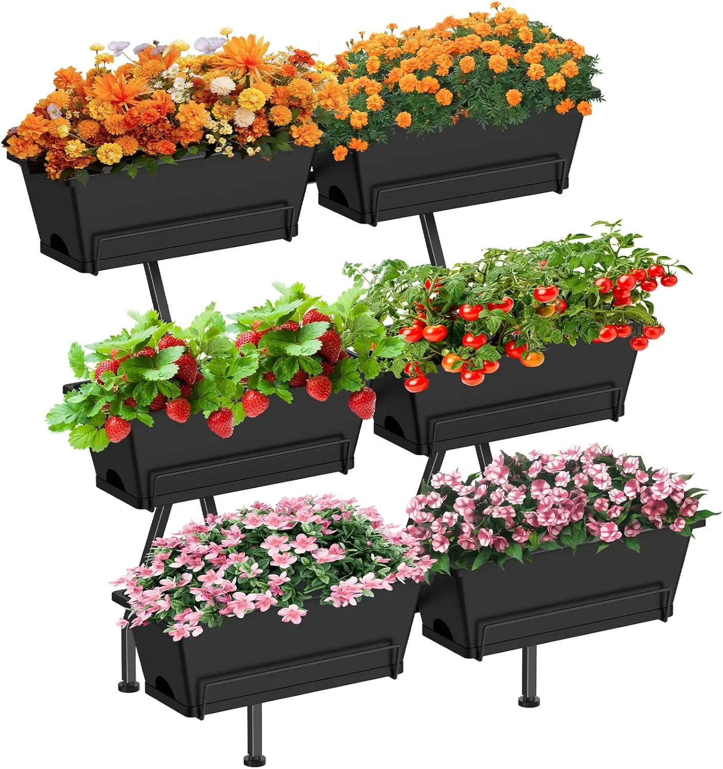 

3-Tier Vertical Garden Planter with 6 Boxes, 31" Tall Raised Garden Bed with Adjustable Feet for Herbs, Flowers, Vegetab