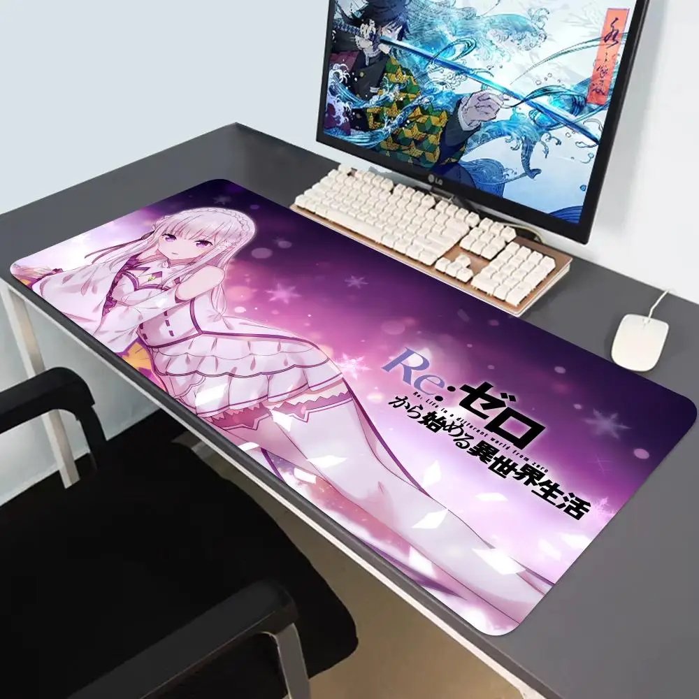 

Anime Rem Emilia Mousepad Re Zero Mouse Pad XXL Desk Mat Office Accessories Gaming Mat Computer Table Setup Desktops Rug