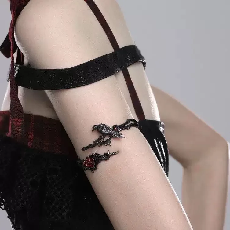 Thorn Series Crow Bracelet Adjustable Ring Sweet Cool Dark Spicy Girl Red Rose Jewelry