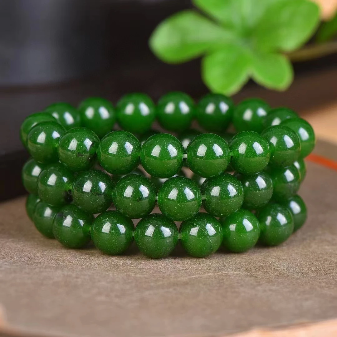 JASPER Hand Chain Spinach Green Stone Bangle Men Womens 12mm Round Beads Elastic Strand Bracelets Unisex Charms Jewelry