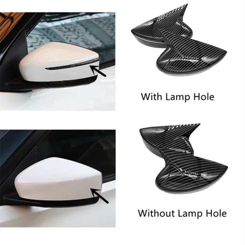 2PCS For Nissan Kicks Lannia BlueBird 2015-2021 Rearview Side Mirror Cover Wing Cap Exterior Door Rear View Trim Car Replacement