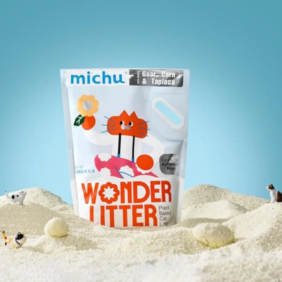 

Wonder Cat Litter, Cassava Plant-Based Cat Litter, Automatic Litter Box Friendly, Flushable and Fast Clumping, Low Dust Odor Co