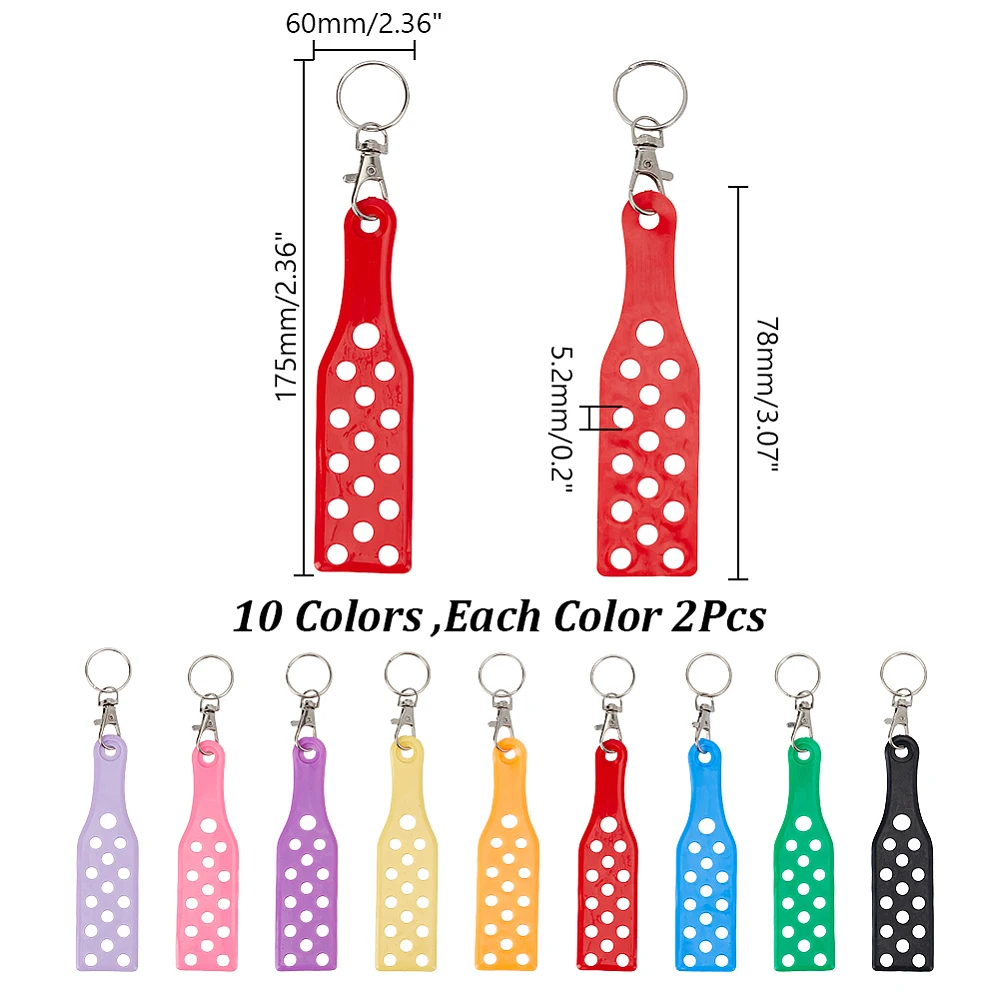 20 Pcs Shoe Charm Keychain Holder 10 Colors Luggage Tag Hole Keychain PVC Shoe Charms Decoration Cute Soft Key Chain Ring