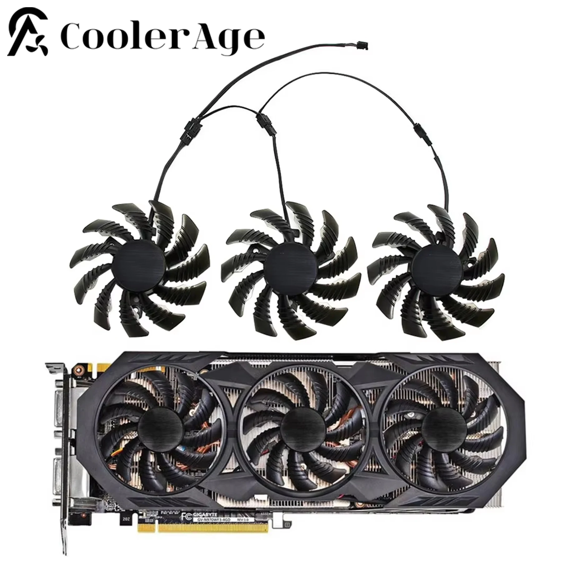 75MM T128010SM PLD08010S12H 3pin GTX 970 Cooler Fan for Gigabyte GV-N970WF3OC-4GD GTX970 Graphics Video Card Cooling Fan