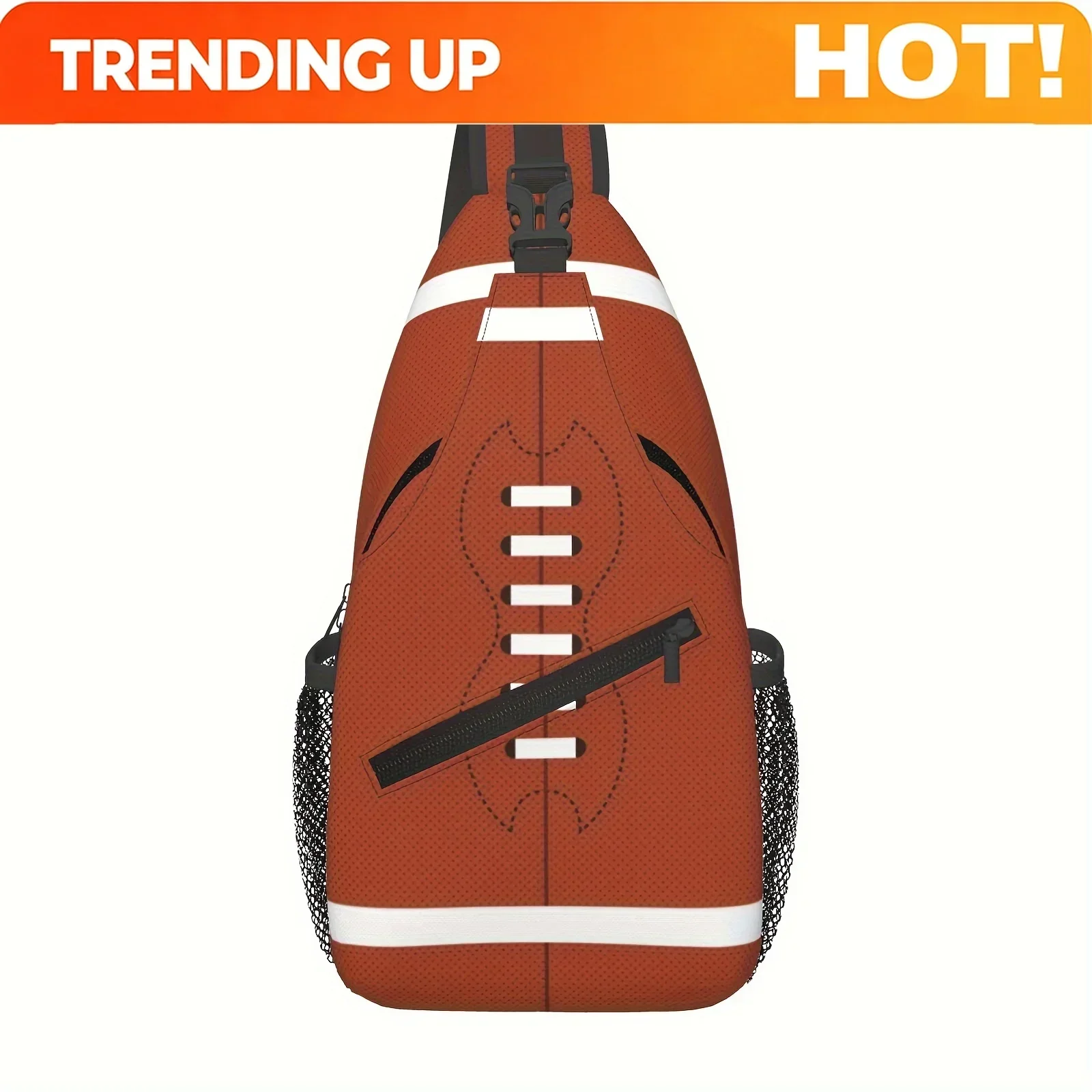Custom Football Print Sling Bag Football Chest Bag Football Crossbody Bags For &, Adjustable Strap, Multi-Layer Design