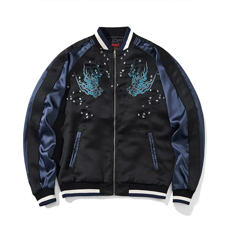 Men's Tiger Embroidered Baseball Jacket Spring Autumn Streetwear Japanese Sukajan Souvenir Jackets Unisex Varsity Coats