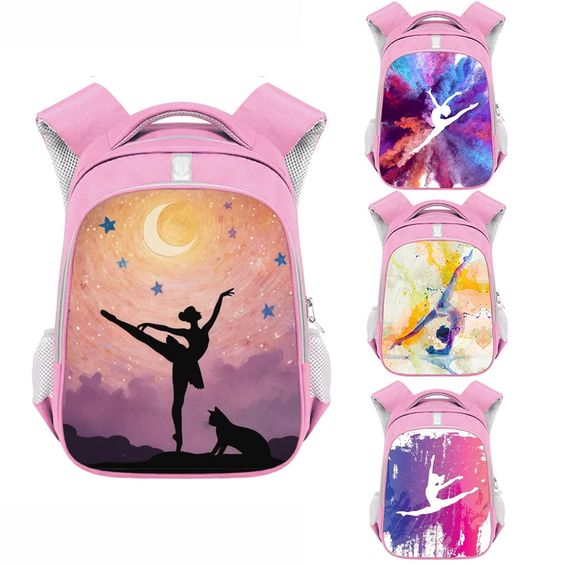 

Artistic Gymnastics Ballet Backpack Women Rucksack Double Layer Shoulder Bag Reflective Stripe School Bags for Teenager Daypack