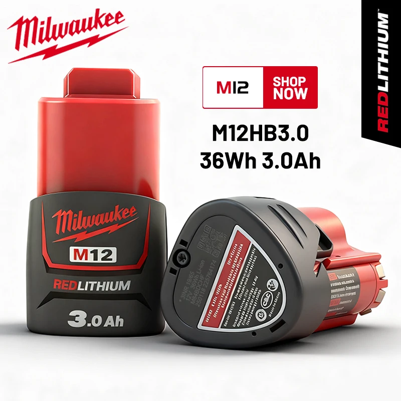 12 فولت بطارية ميلووكي M12 بطارية قابلة للشحن لأداة M12B4 ميلووكي M12 48-11-2402 48-11-2411 48-11-2401MIL-12A-LI أدوات