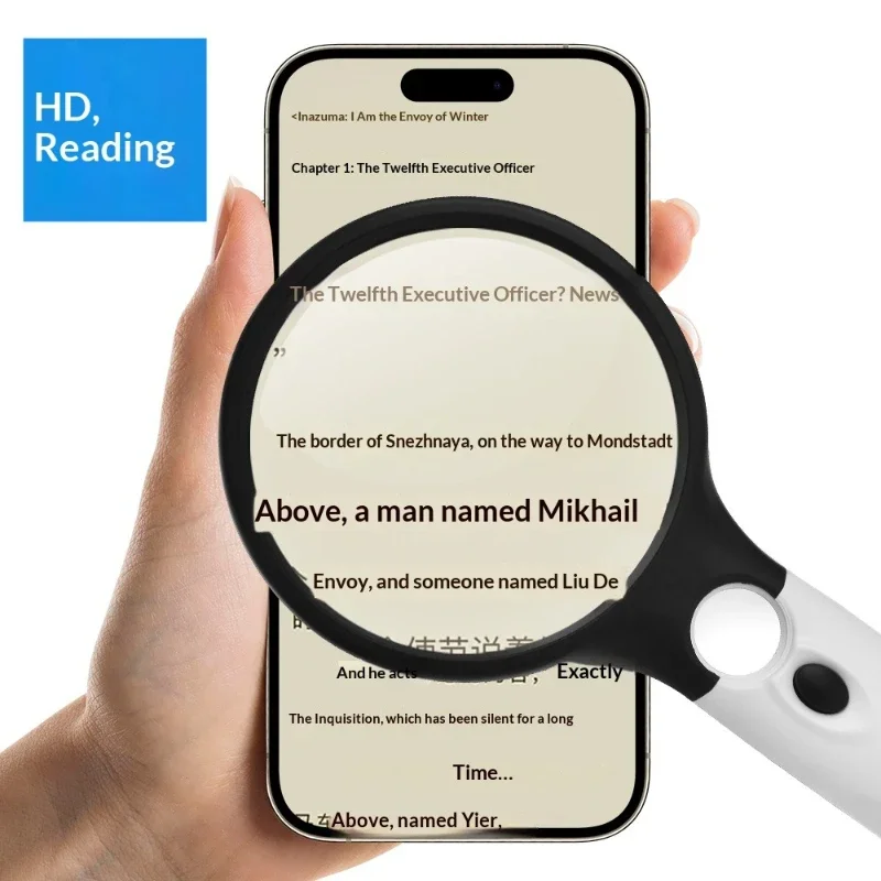 E-commerce Best-selling Black and White Matching Portable 3LED Dual-lens Portable Glass Magnifying Glass for Identification