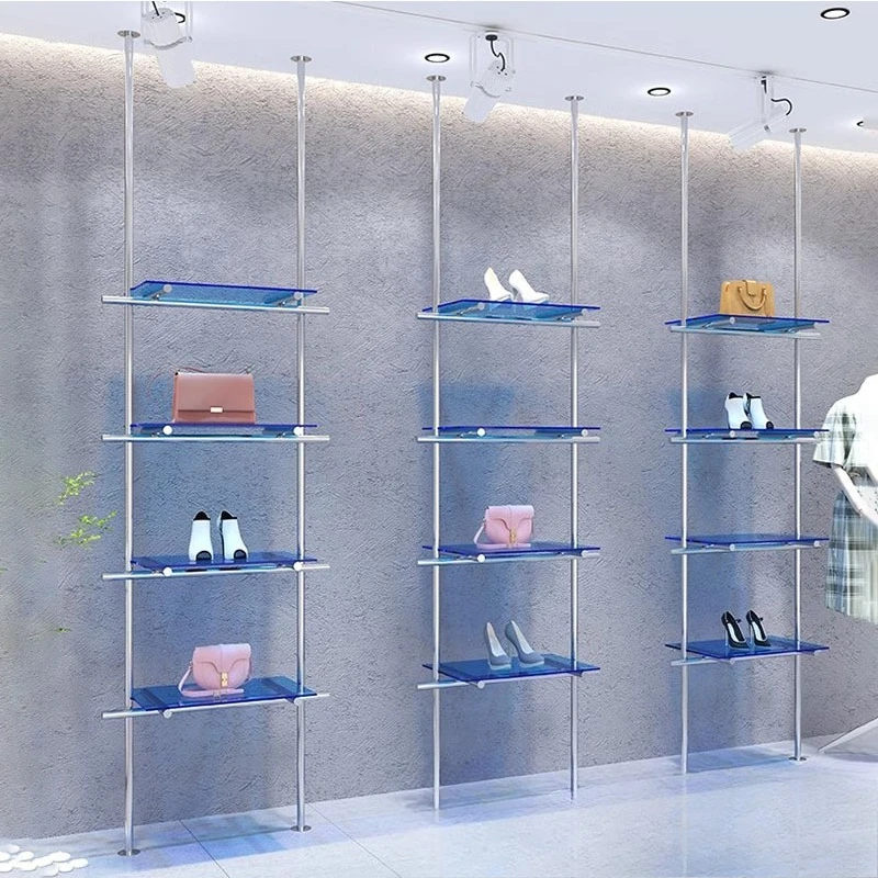 Stainless steel acrylic wall-mounted shoe store shoe rack