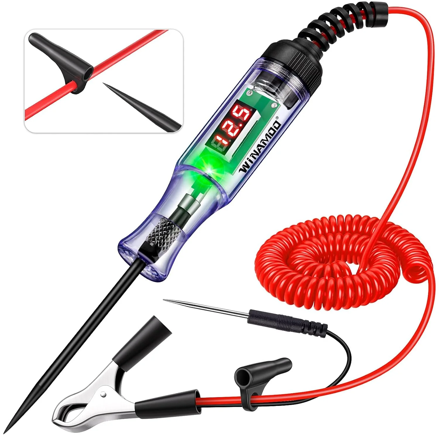 Portable 5-90V Digital LED Auto Test Light, Voltage Display, Bidirectional Tester for Car/RV/Vehicles