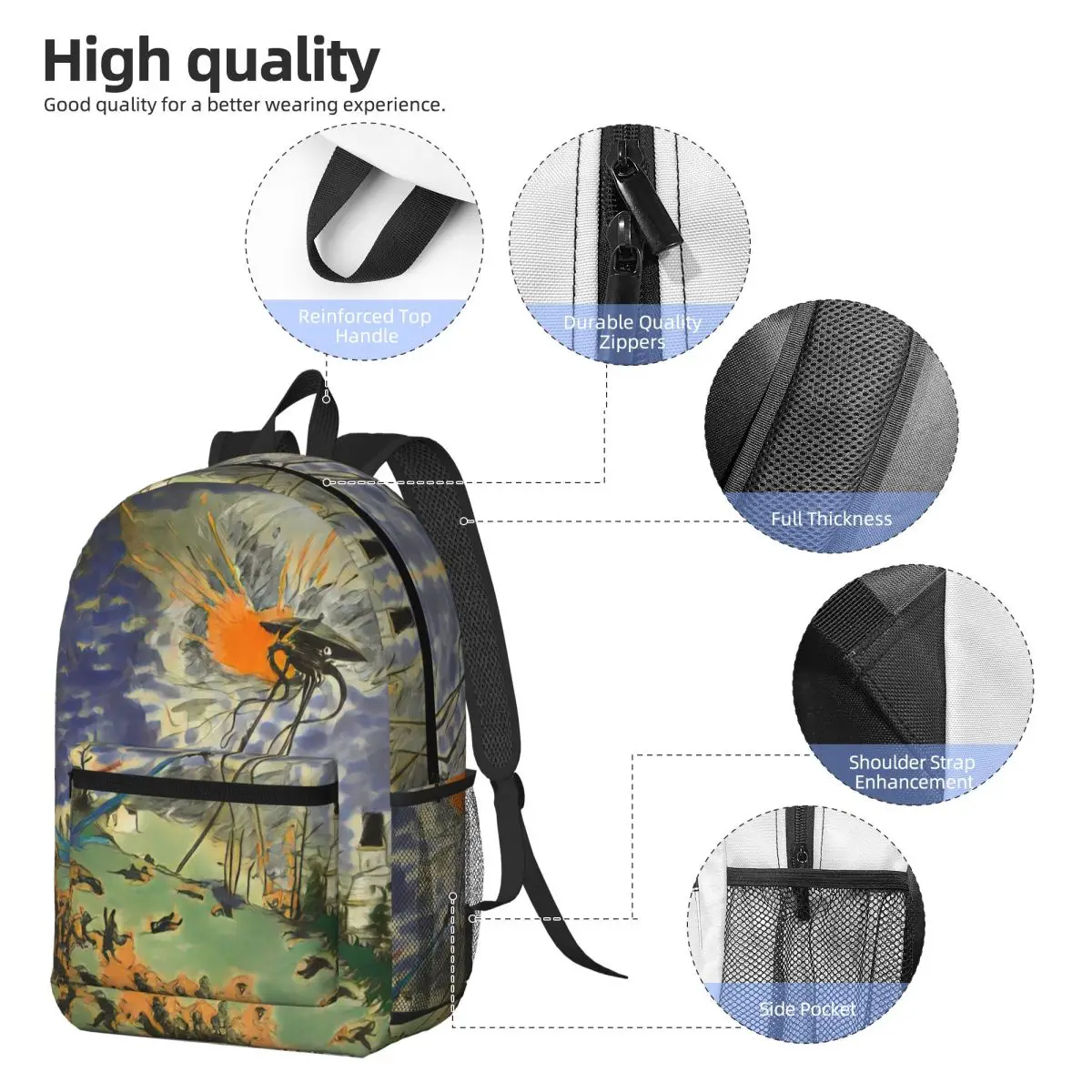 Under Attack Backpack Daypack Large Capacity Boys Girls BookBag School Bag Shoulder Bags for Men Women