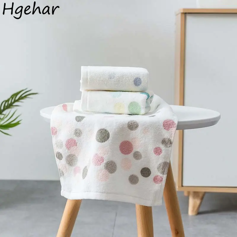 

Household Cotton Towels Soft Breathable Four Seasons Face Towel Absorbent Quick Drying Washcloth Simple Cute Dot Toallas Hotel