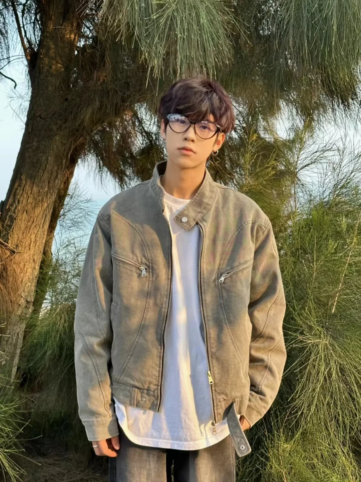 

Ретро-куртка-харрингтон в американском стиле с воротником-стойкой для мужчин, джинсовая, приталенная, модная, весна-осень