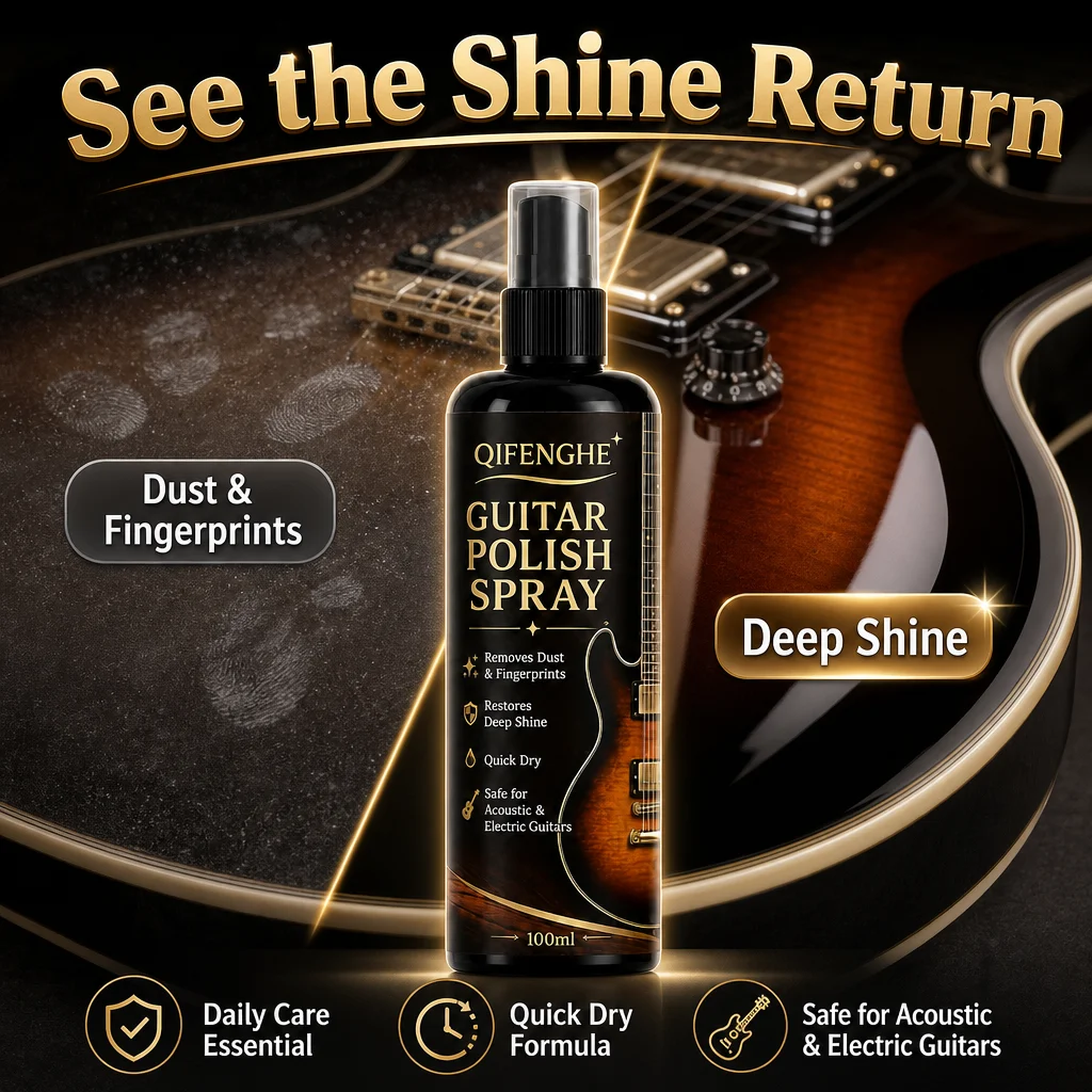 Guitar Polish Spray 100ml Instrument Care Cleaner Removes Dust Fingerprints Restores Deep Shine image 5