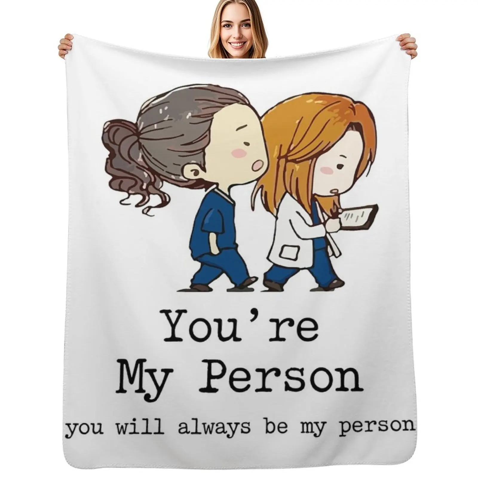 You're My Person You Will Always Be My Person Throw Blanket Anti Shedding Soft Fuzzy Blanket for Home