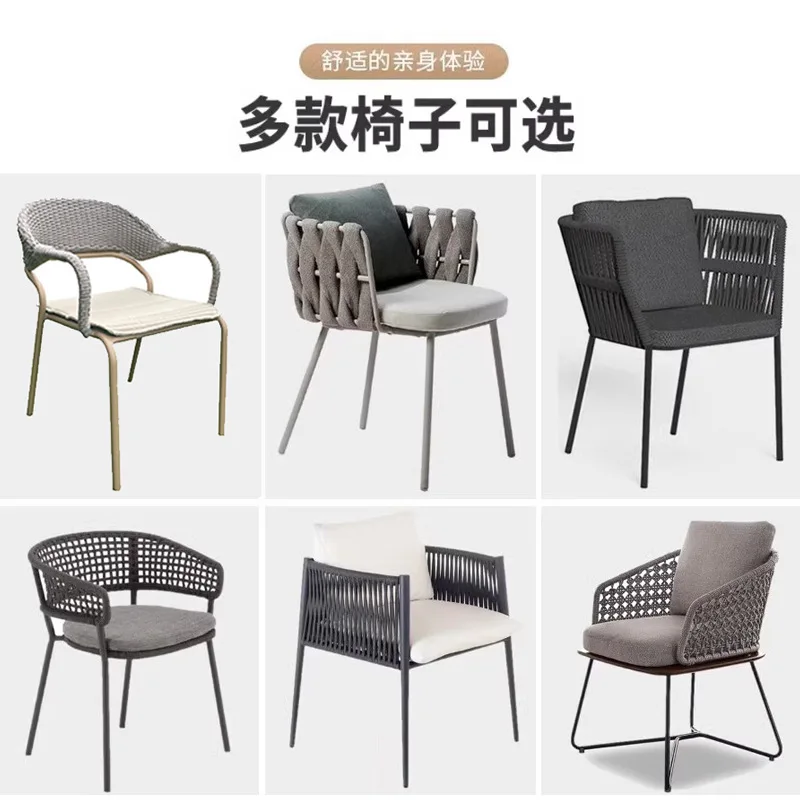 Outdoor Garden Table and Chair Villa Garden Outdoor Leisure High-end Furniture Outdoor Tea Table Rattan Slate