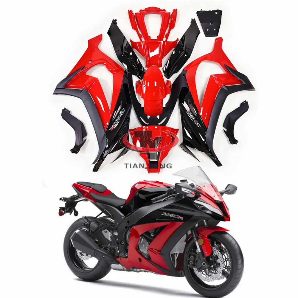 Fit ZX10 R ZX 10R 2011 2012 2013 2014 2015 Red Black Glossy Print Motorcycle Full Fairing Kit For Kawasaki ZX10R Cowling