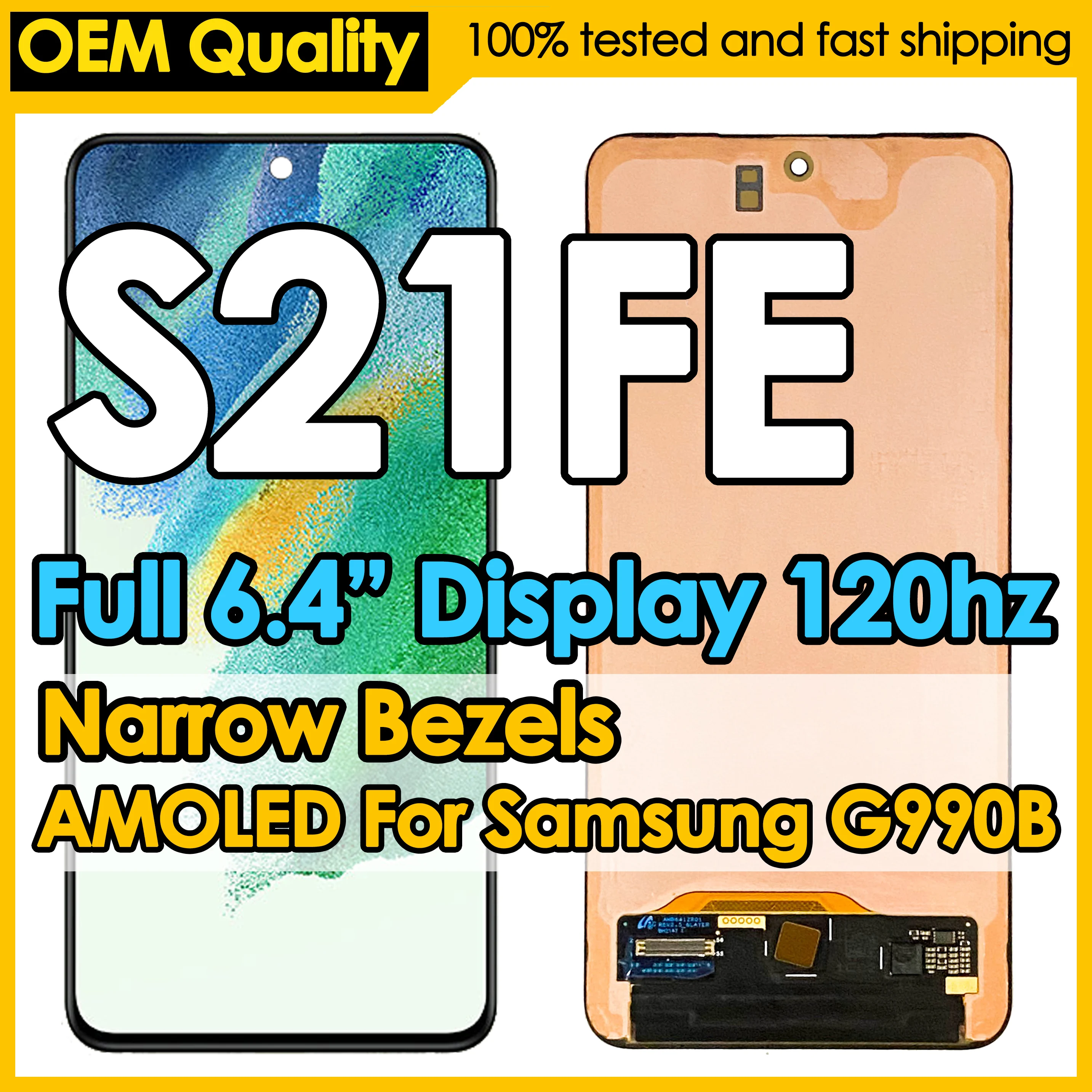 Дисплей OEM Dynamic AMOLED для Samsung Galaxy S21 FE, 120 Гц, G990B G990U, сенсорный экран в сборе, S21FE
