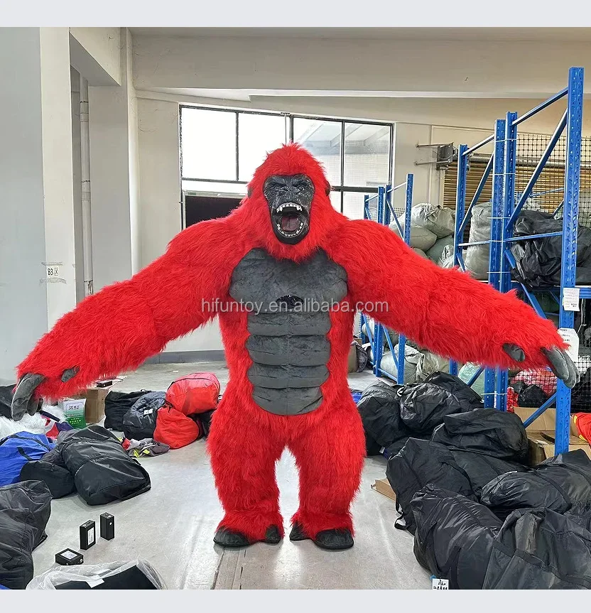 2m Langes Fell Aufblasbares Kingkong Maskottchen-Kostüm Party Fellanzug Halloween Karneval Weihnachten Ostern Erwachsenen-Outfit