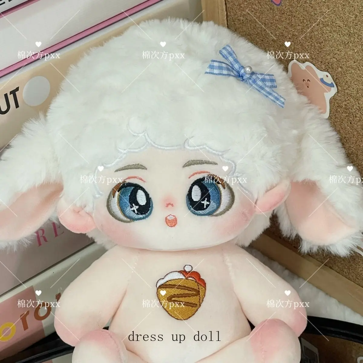 

20cm Game Aziraphale Cute Ear Cosplay Plush Doll Stuffed Body Dress Up Cotton Figures Dolls Gift Plushies Toy Xmas